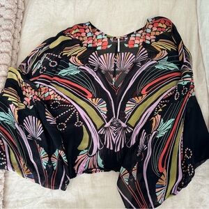 Free People - Blouse - Black w/ Floral - Size Medium